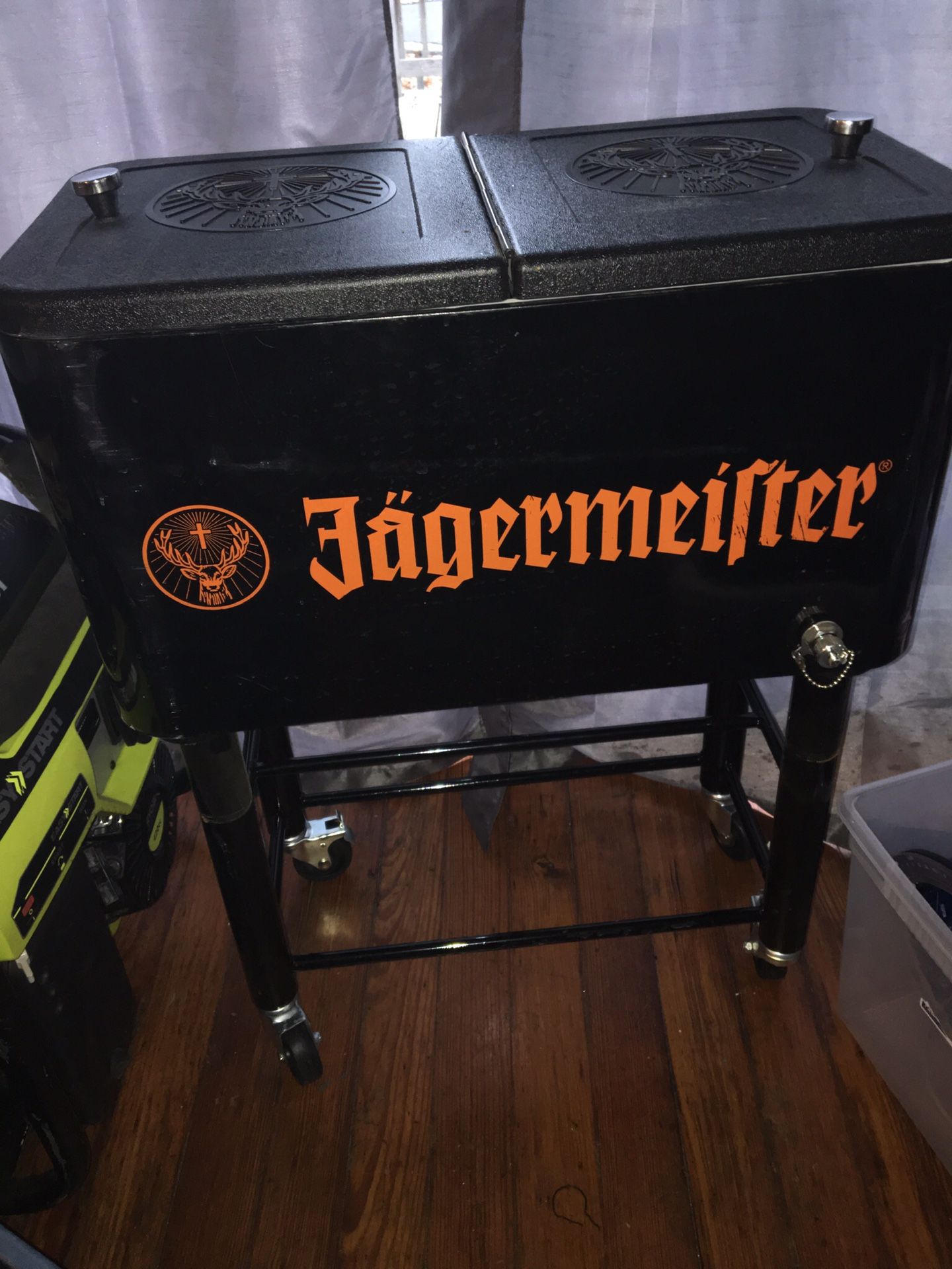 Vintage rare collectible jagermeister cooler on wheels