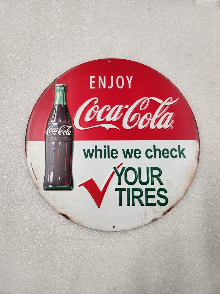 Retro Coke Coca Cola Soda Faux Vintage Embossed Metal Sign