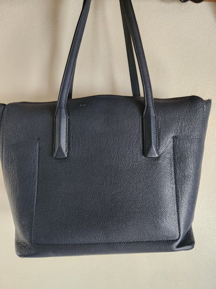 Kate Spade Margaux Parisian Navy Leather Large Tote With Bag Charm