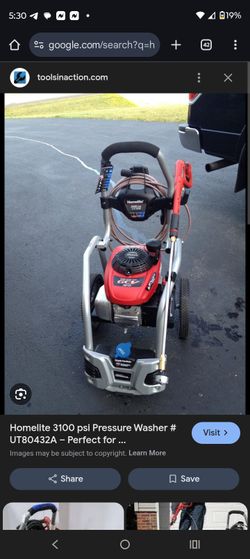 Homelite 3100 PSI Pressure Washer 2.5hp Honda Motor