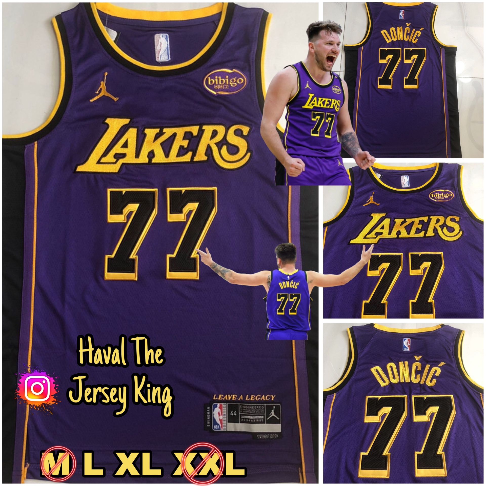 Double Stitched Luka Doncic Lakers Purple Jordan Statement Edition Jersey