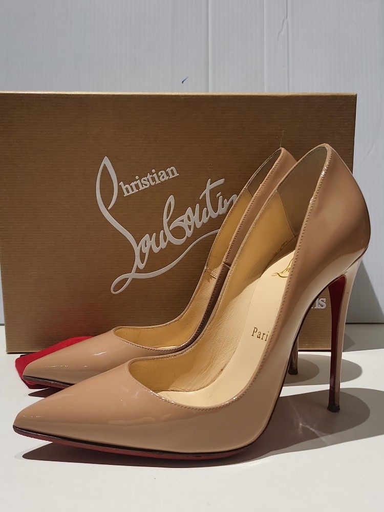 Christian Louboutin 37 US 7 or 6.5 nude beige so kate 120 mm