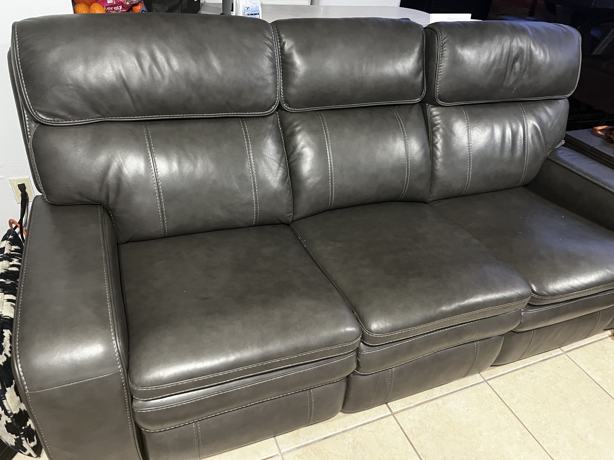 Leather Sofa With Power Reclining Seats