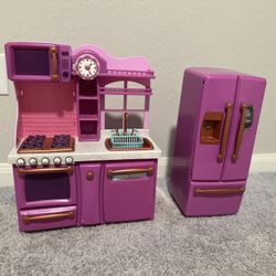 Our Generation Purple Gourmet Kitchen & Play Food Fridge Set for 18" Dolls