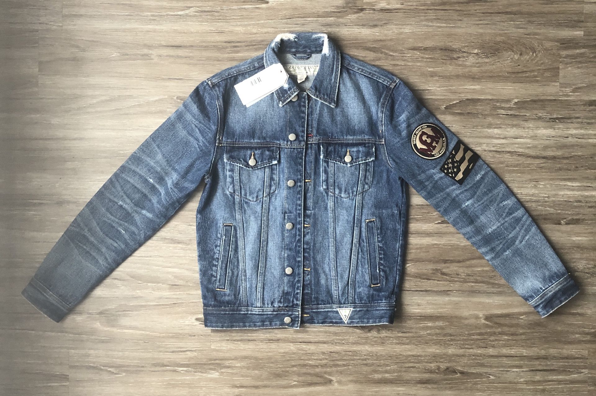 Guess Mens Original Small 90S ICON DILLON EMBOSSED DENIM JACKET