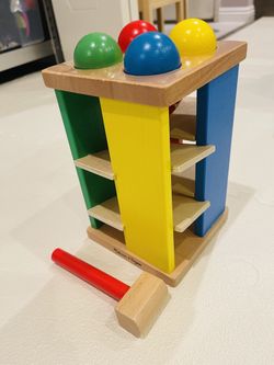 Melissa & Doug Wooden Pound & Roll Tower – Complete Set (2+)