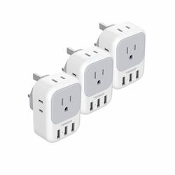UK Travel Plug Adapter (3-Pack)