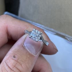 10k White Gold Diamond Engagement Ring And Band Thumbnail