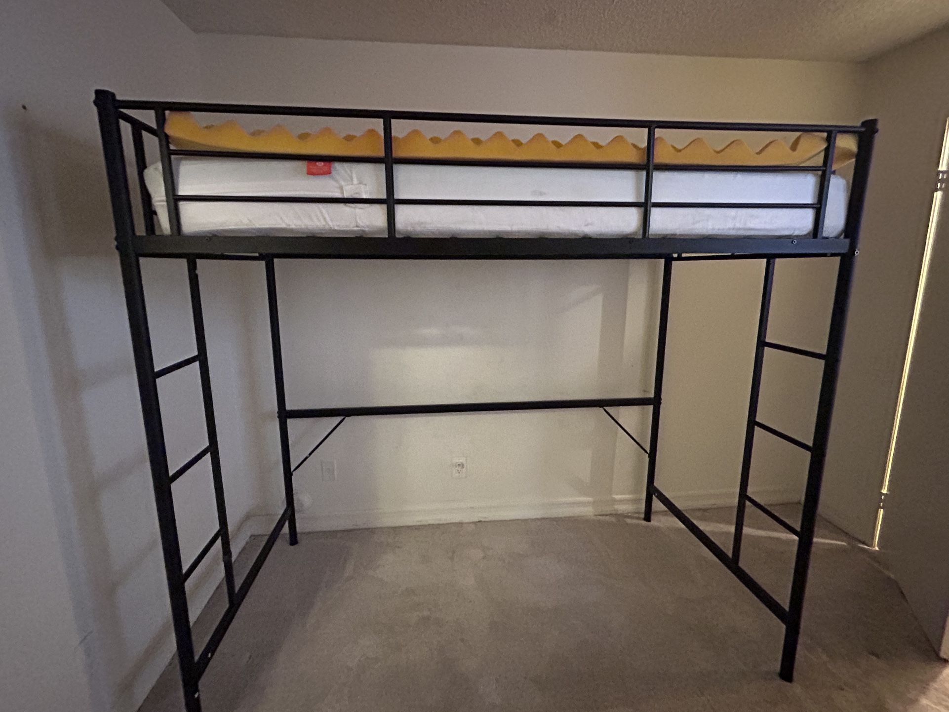 Top Bunk Bed Metal Frame + Mattress & Topper