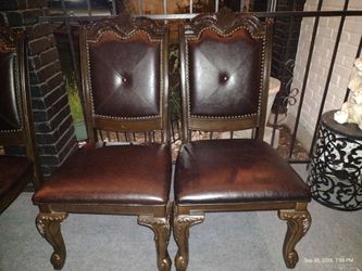 6 leather mahogany chair