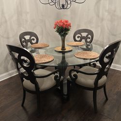 Glass Top Dining Set With 4 Chairs