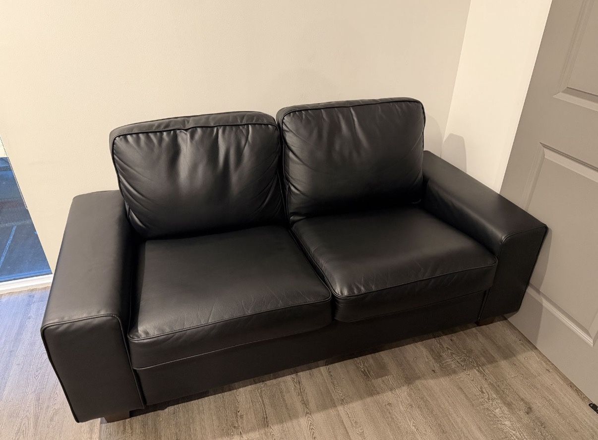 71.5" Vegan Leather Sofa with Wide Square Arms and Storage Pockets for ...