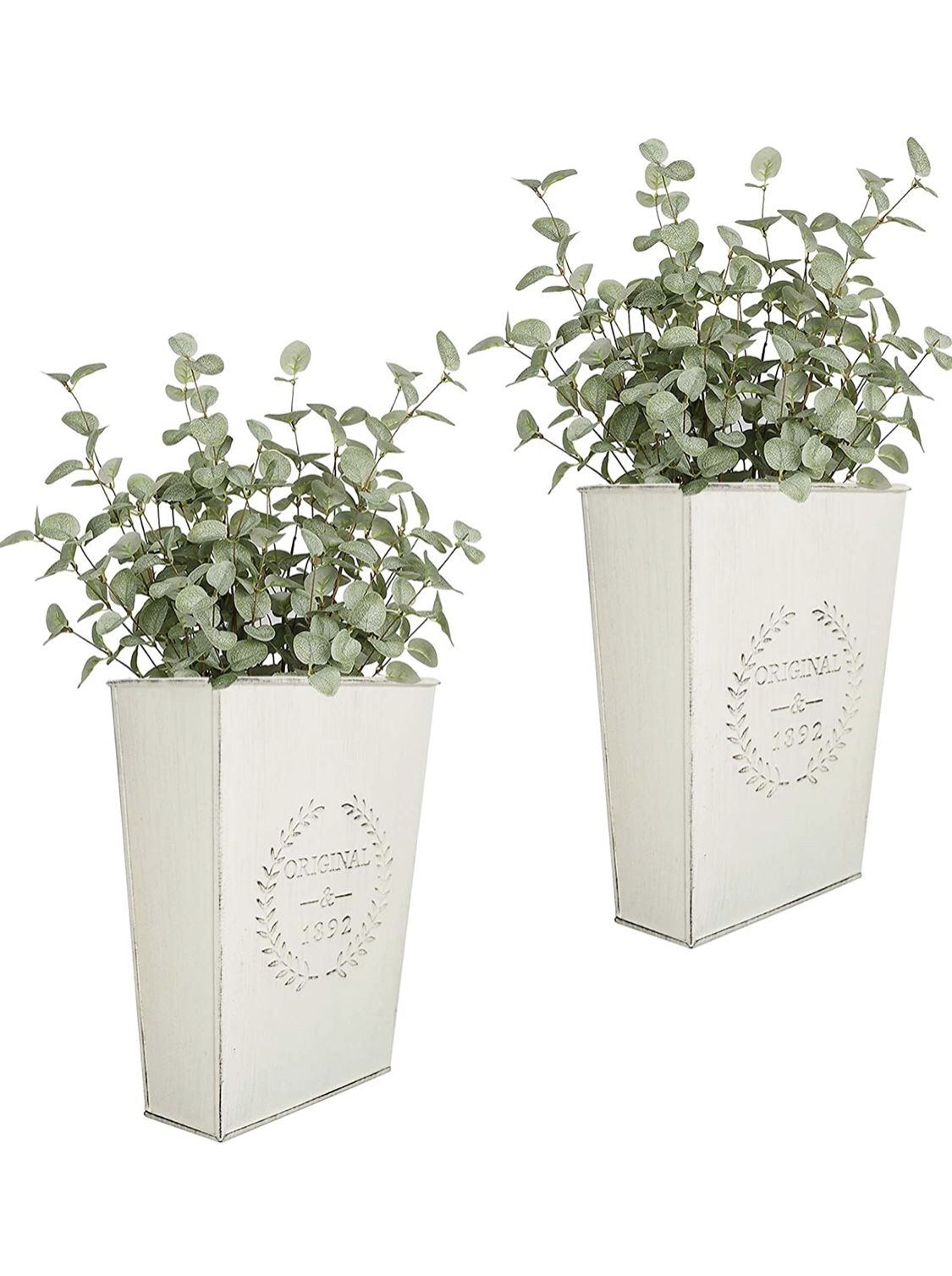 Set of 2 Farmhouse Metal Wall Planter,Rustic Wall Decor Country Hanging Wall Vase Box for Plants Flower Home Decoration