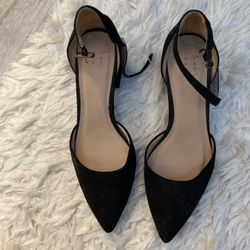 Black suede heels size 6