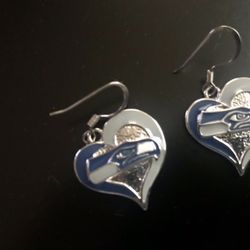 Seattle Seahawks Swirl Heart Earrings