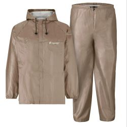 New Mens Medium Frogg Toggs Ultra Lite Rain Suit Jacket & Bottoms Khaki