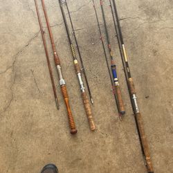 Vintage Fishing Rods, Salmon, Trout Bamboo 