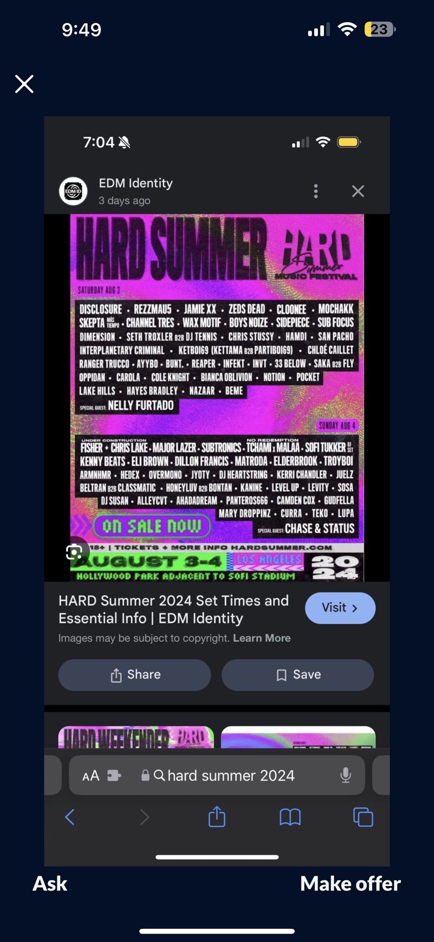 2 Day Hard Summer VIP ticket 