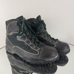 L.L. BEAN Mens Vintage Black Green Leather Cresta Air 8000 Gore-Tex Hiking Boots