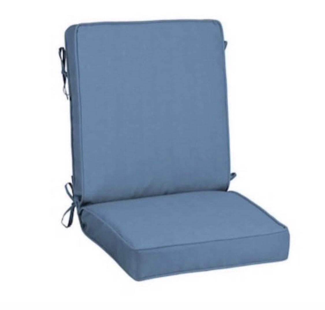 Set Of 2 Cushions Allen Roth Canvas High Back Outdoor Cushion Blue Navy Decor Pillow Outdoor Chair Garden Swimming pool Hot Tub Accessories