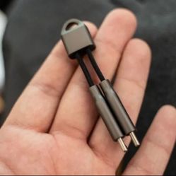 Small USB-C to USB-C charger & data transfer key chain cable