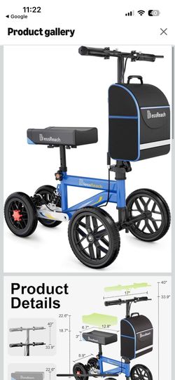 BlessReach All Terrain Steerable Knee Scooter Crutch Alternative，Deluxe Medical Scooter Double Handbrake,for Adults Injured Ankle & Foot Recovery Scoo