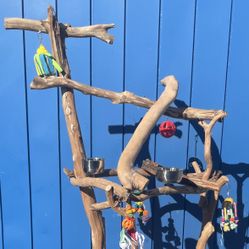 Macaw - Cockatoo Parrot Perch Tree— Dual Level With A Compact Base- Fits Most Anywhere !! 