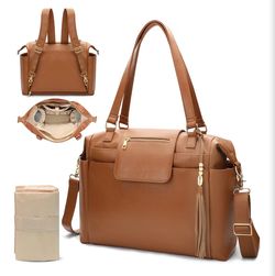 Tote Leather Diaper Bag Purse, Backpack Large Baby Bag