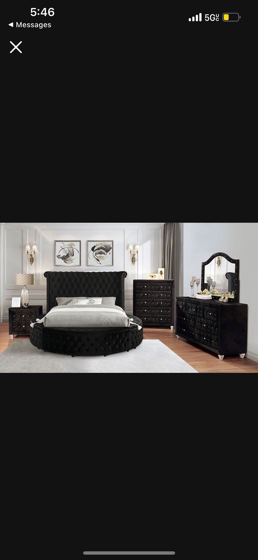 Brand New Elegant Sansom Storage Tufted Queen Size Bedroom Set