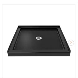 SlimLine 36 in. × 36 in. Single Threshold Alcove Shower Pan Base in Black with Center Drain