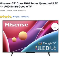 Hisense 75inch ULED UHD Smart google tv