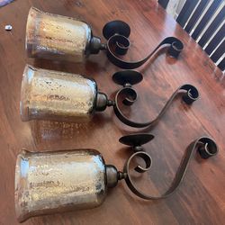 3 Large Wall Candle Holders 