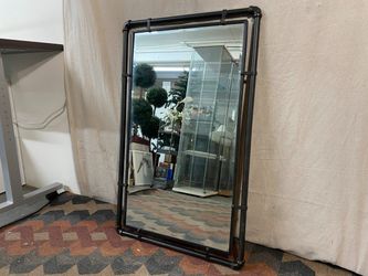  $49.00  Dimensions:  Height: 33″ Width: 21″ Available for pick up at the Bellevue Store only.  1 in stock  Industrial Black Metal Pipe Hanging Mirror