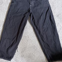 Empyre Ultra Loose Fit Embroidered Black Skate Jeans