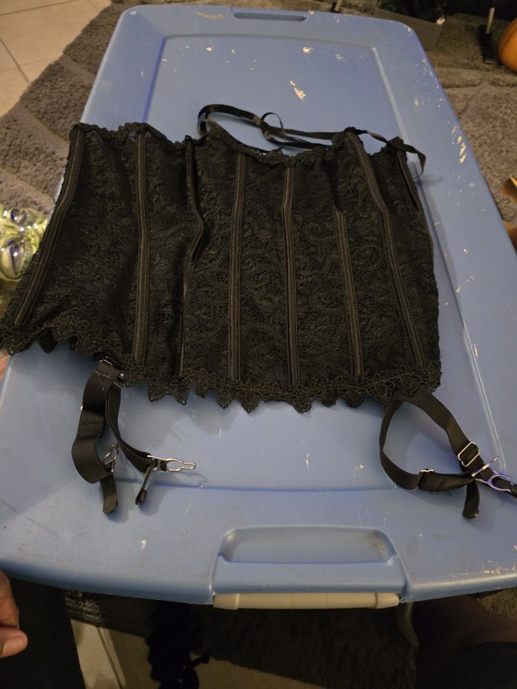 Plus Side Corset And Long Mesh Skirt