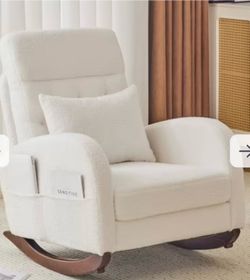 Sensitive White Boucle Rocking Accent Chair