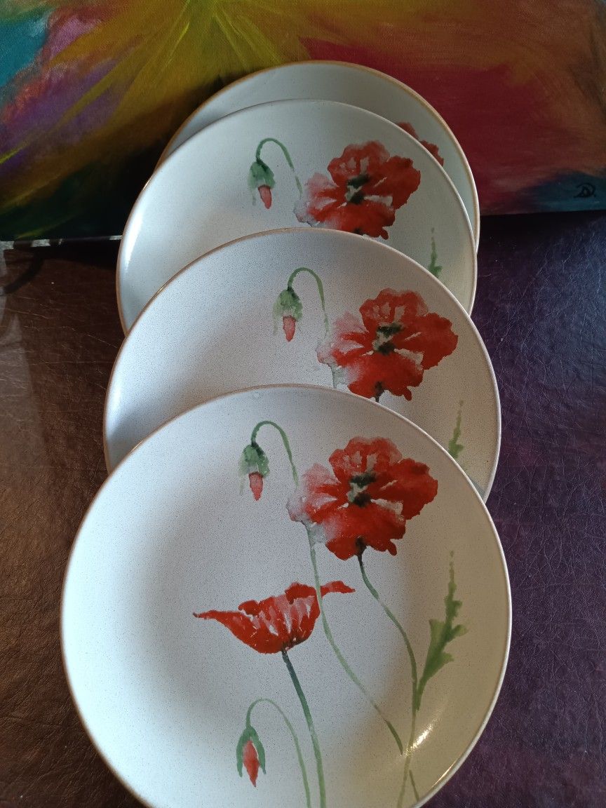 Luncheon Plate Set Of 6. Amapola 222 Fifth PTS International Fine China. 8"