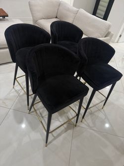 Set of 4 Orren Ellis Cassie Velvet Bar Stools – $836 Retail – Moving Sale