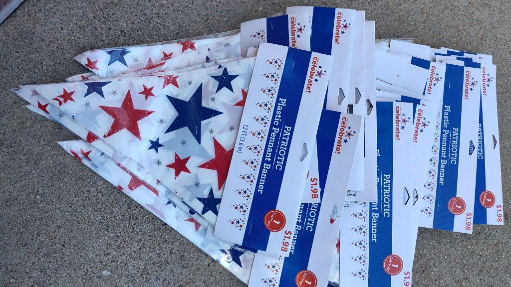 4th Of July Plastic Pennant Banners