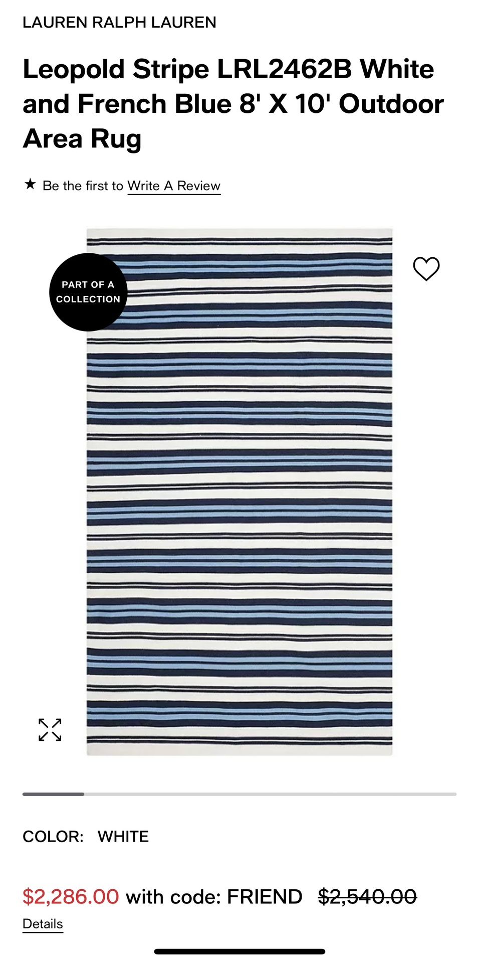 Ralph Lauren White and French Blue 8' X 10' Area Rug