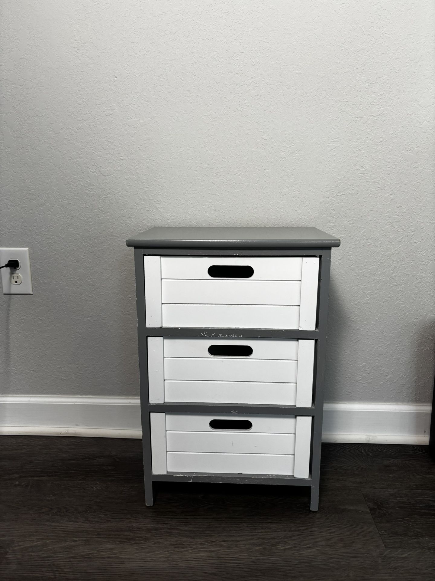 3-Drawer Wooden Storage Cabinet – Gray & White