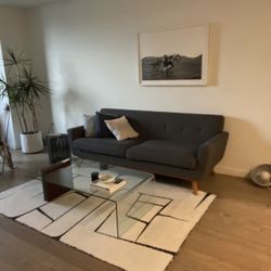 Gray Upholstered Sofa . Excellent Condition, Sturdy, No Wrinkles