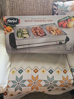 Parini 3-Pan Stainless Steel Buffet Warming Tray