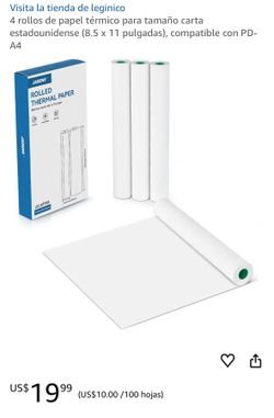 4 rollos de papel térmico para tamaño carta estadounidense (8.5 x 11 pulgadas), compatible con PD-A4