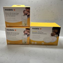 Medela breast milk storage bags & Nursing Pads 