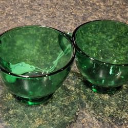 Green glass cups, set of 2