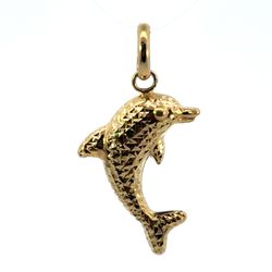 Woman’s Ladies 18k Yellow Gold Dolphin Charm Pendant For Necklace GP3106766