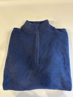 Blue Quarter-Zip Knit Sweater