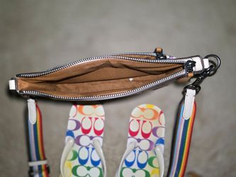 COACH Clutch Crossbody w/Attached Pouch Signature Rainbow