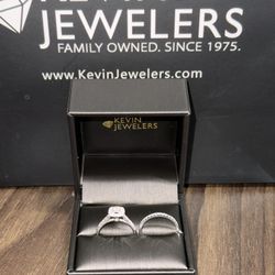 10k White Gold Engagement And Wedding Band